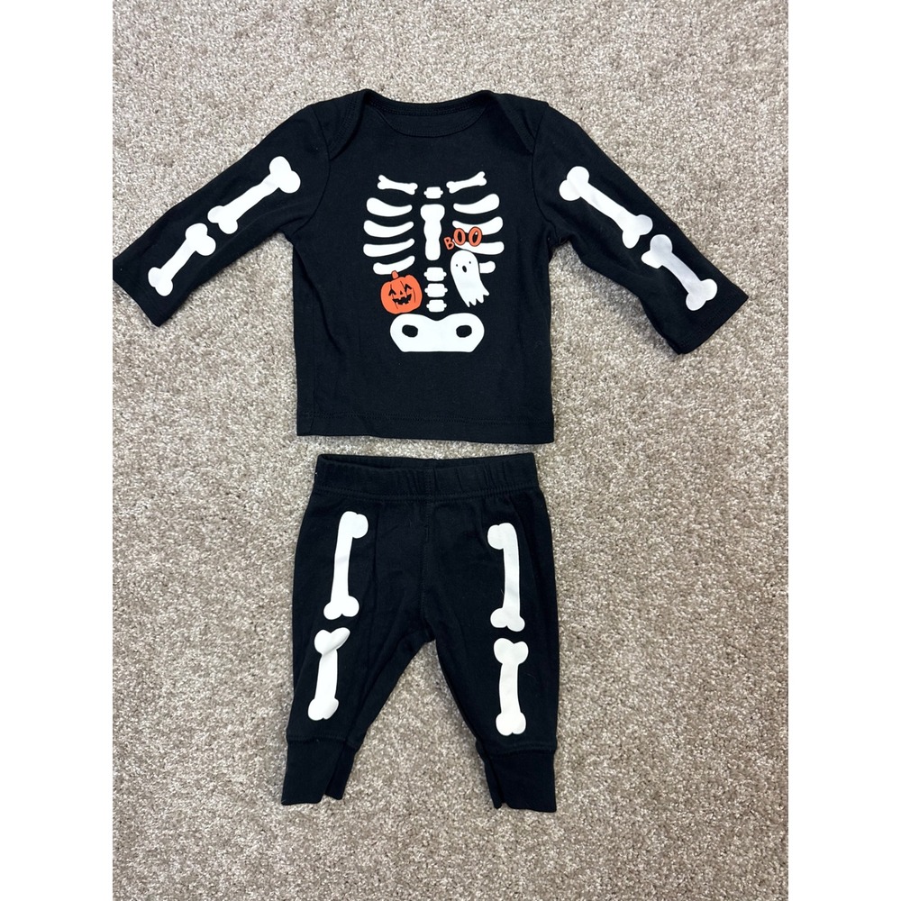 Carters Child of Mine Baby Halloween Skeleton Ghost Pumpkin Outfit Set 0-3M